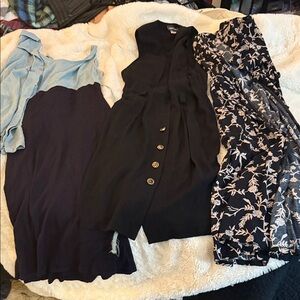 Stylish Dress Trio in Black, Blue, and Floral